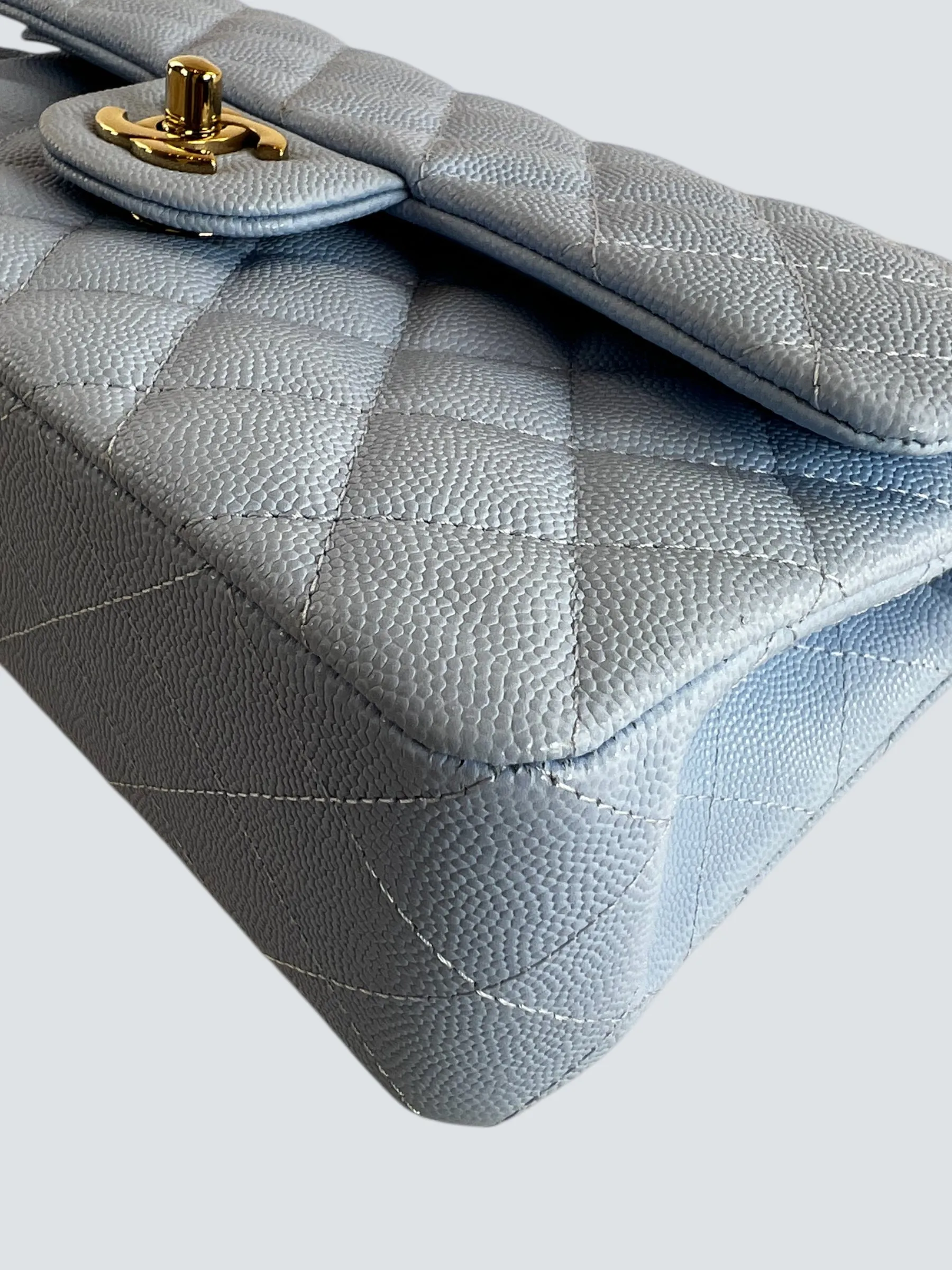 Chanel Baby Blue Caviar Leather Small Double Flap
