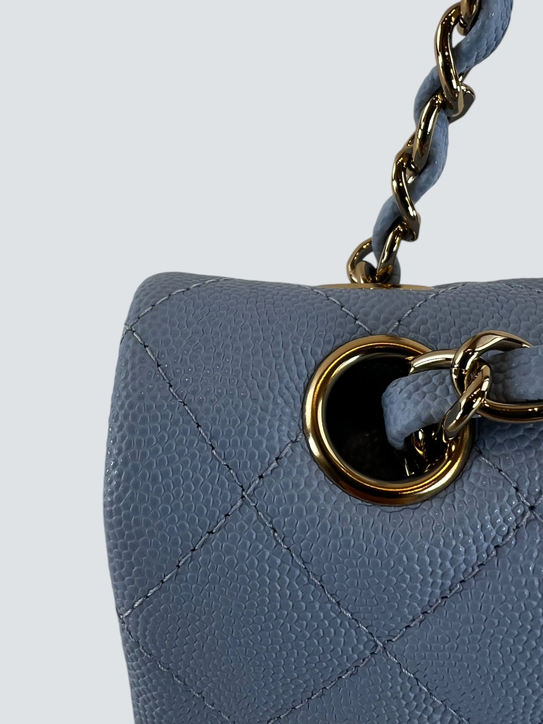 Chanel Baby Blue Caviar Leather Small Double Flap