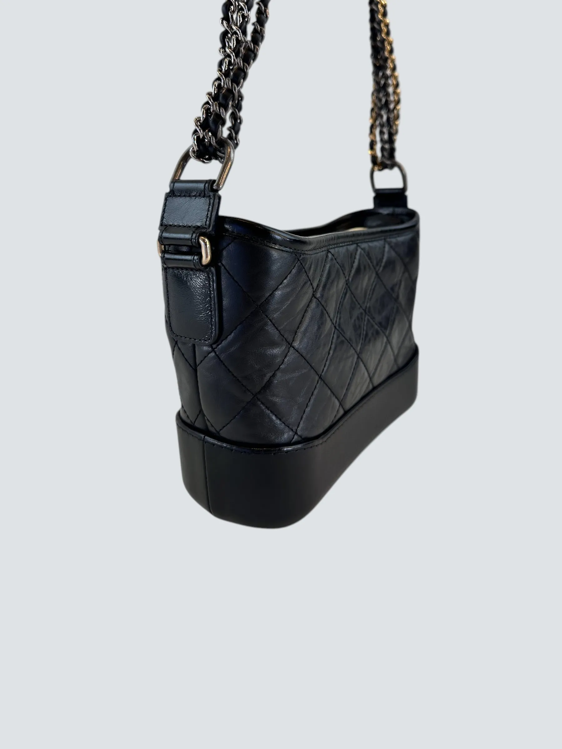 Chanel Black Calfskin Leather Small "Gabrielle" Crossbody