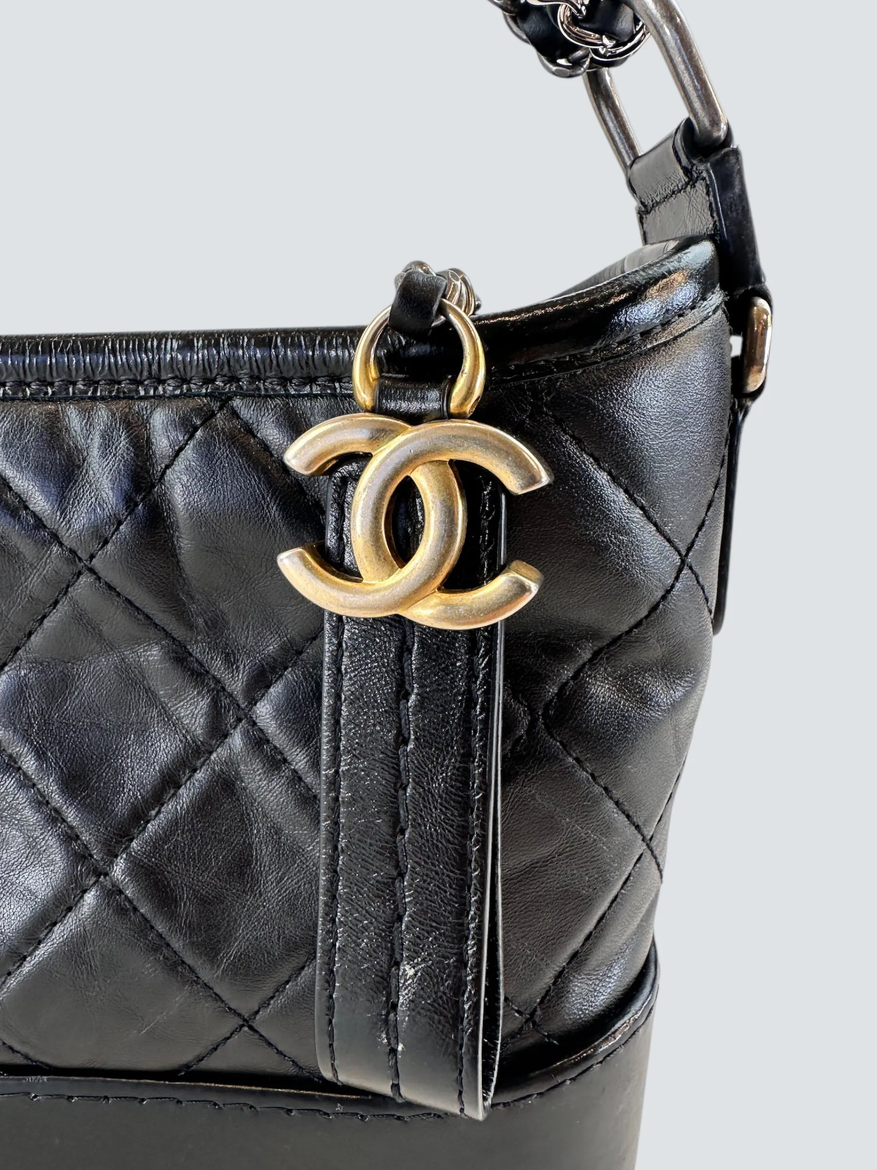 Chanel Black Calfskin Leather Small "Gabrielle" Crossbody