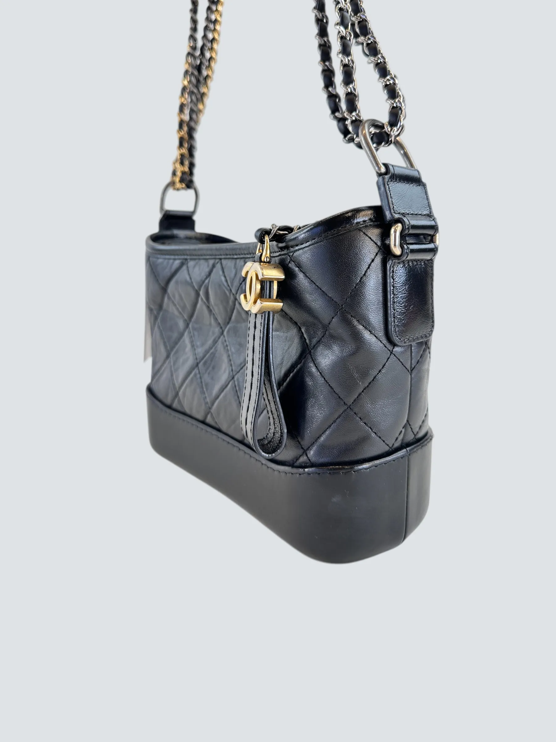 Chanel Black Calfskin Leather Small "Gabrielle" Crossbody