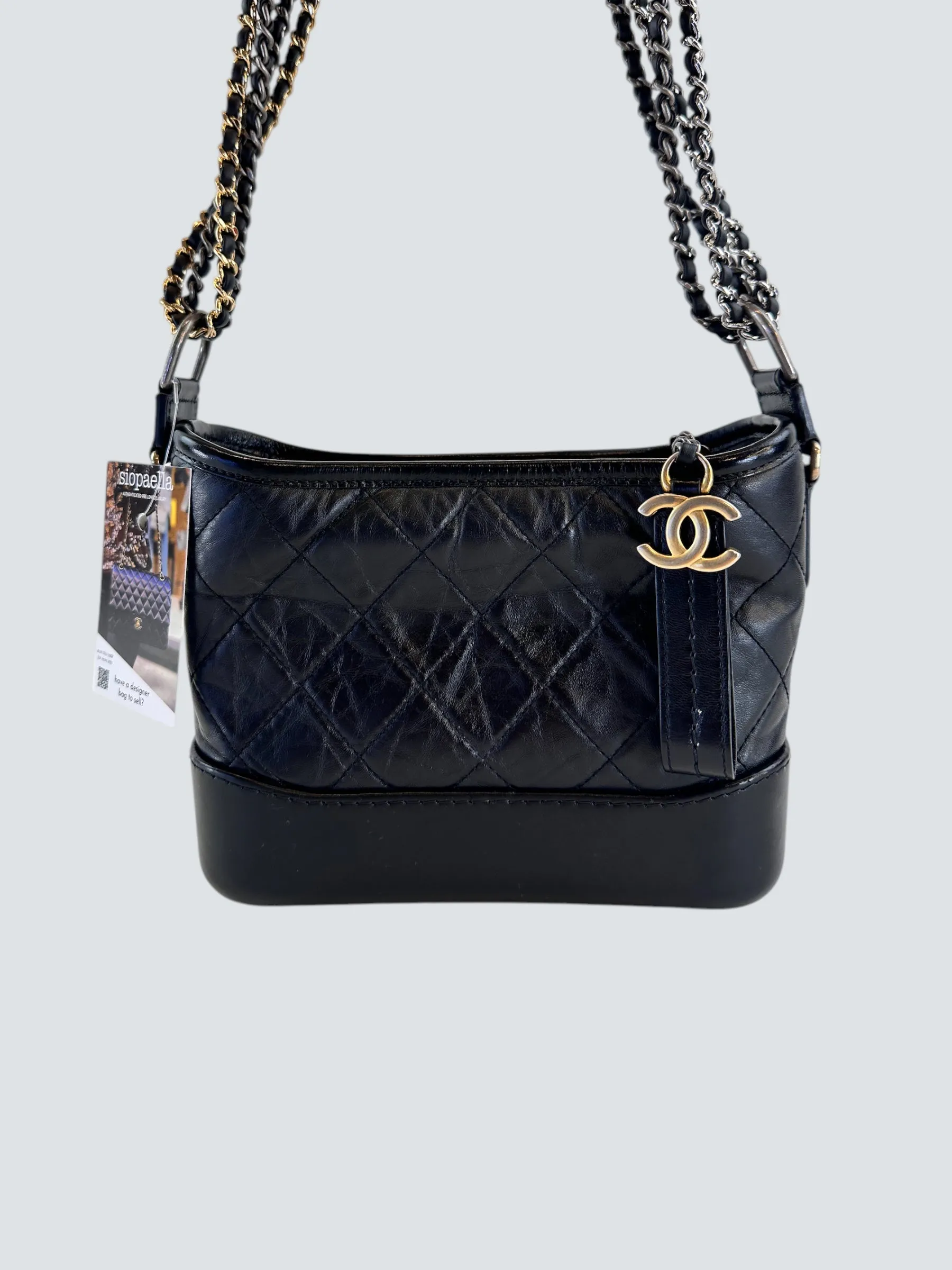 Chanel Black Calfskin Leather Small "Gabrielle" Crossbody