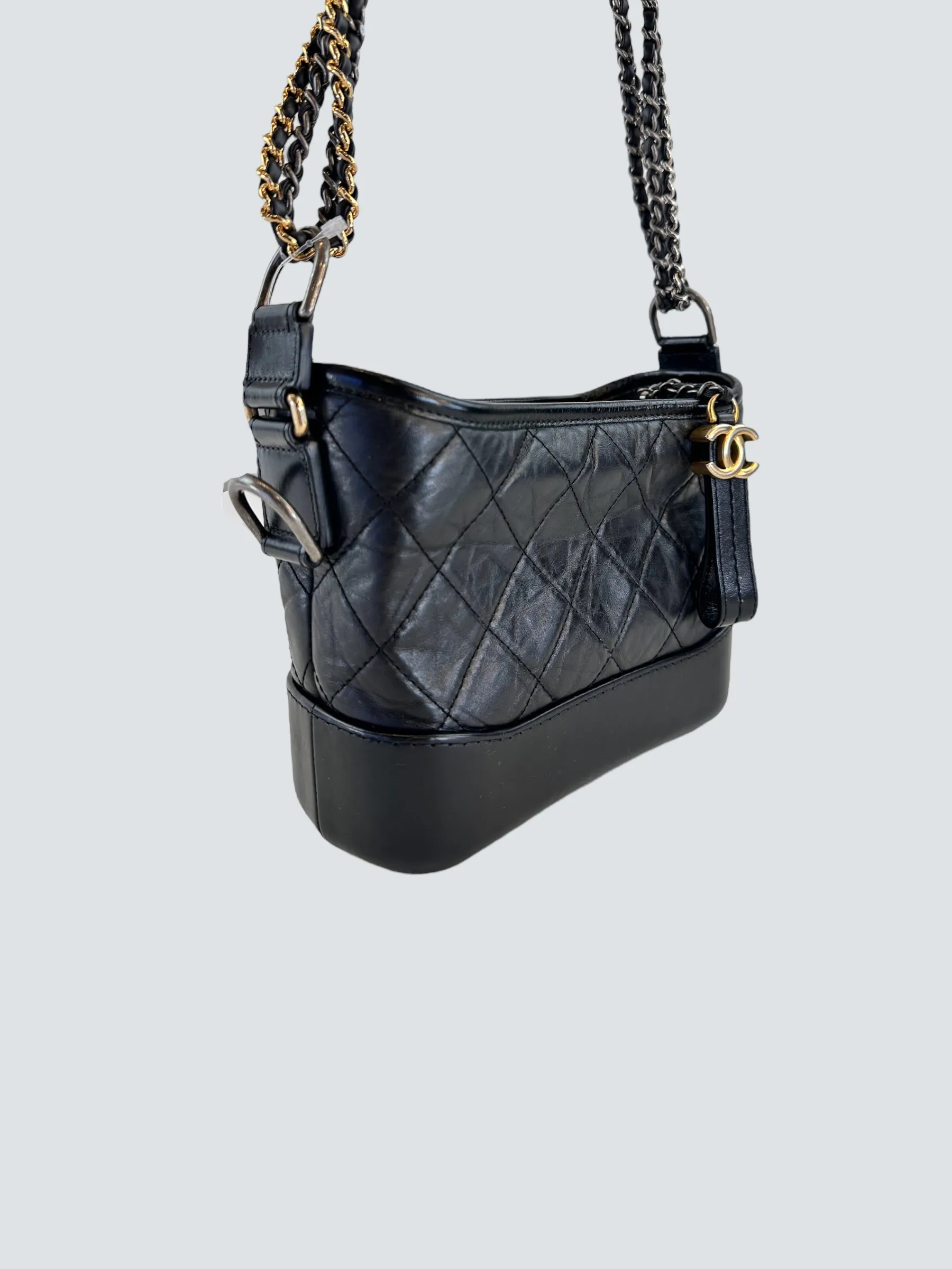 Chanel Black Calfskin Leather Small "Gabrielle" Crossbody