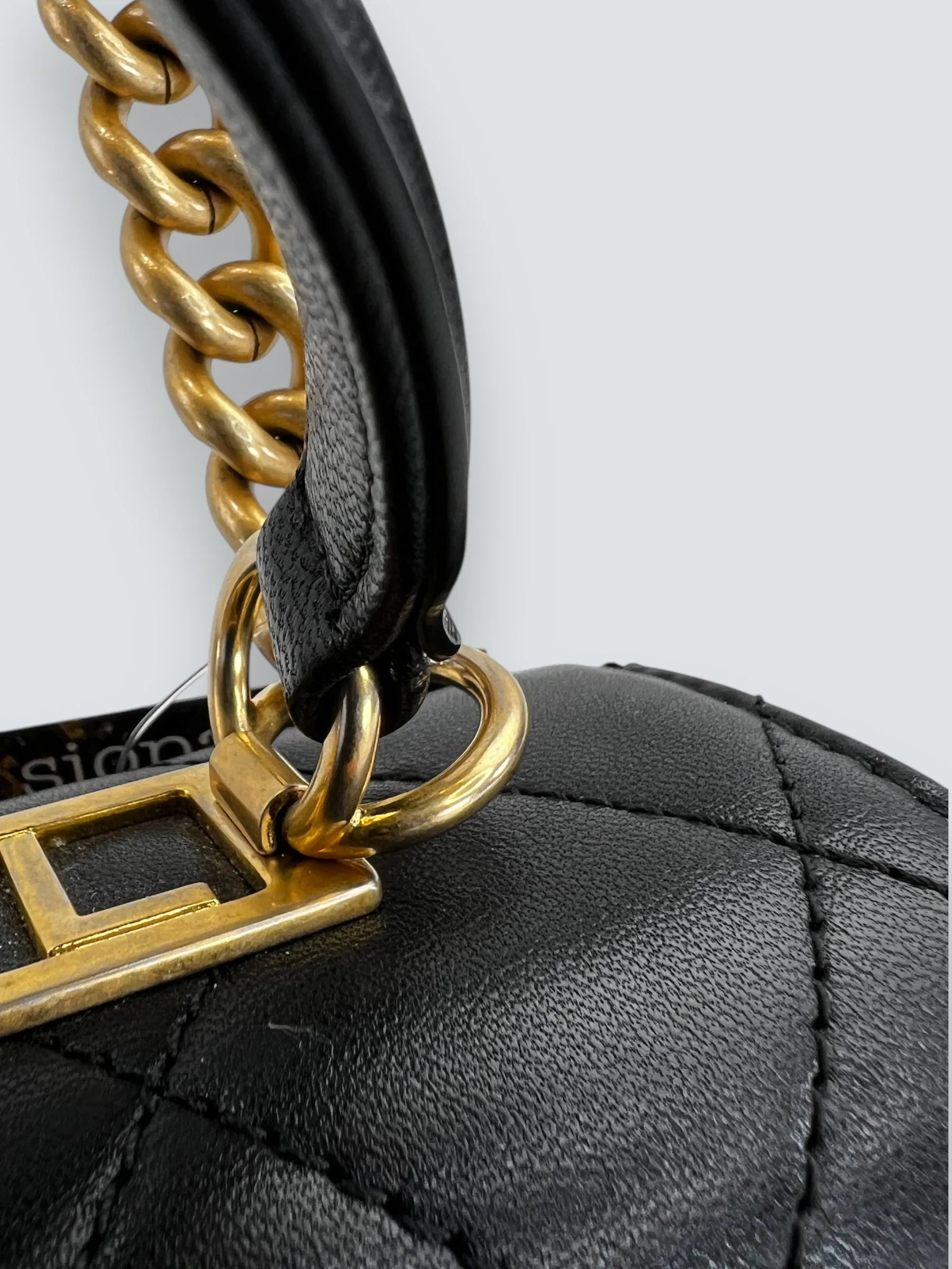 Chanel Black Quilted Lambskin Leather "Trendy" Top Handle Shoulder Bag