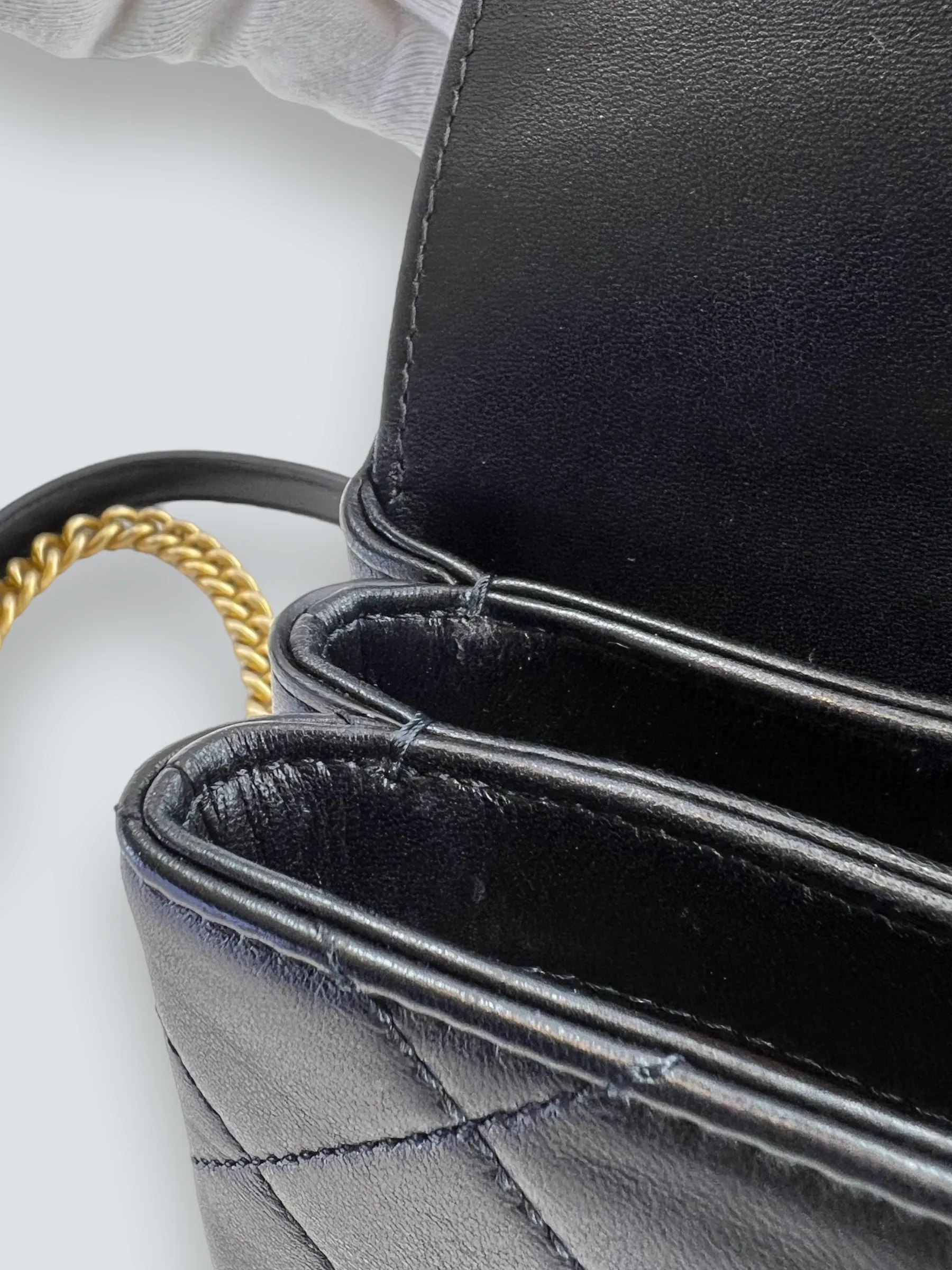 Chanel Black Quilted Lambskin Leather "Trendy" Top Handle Shoulder Bag