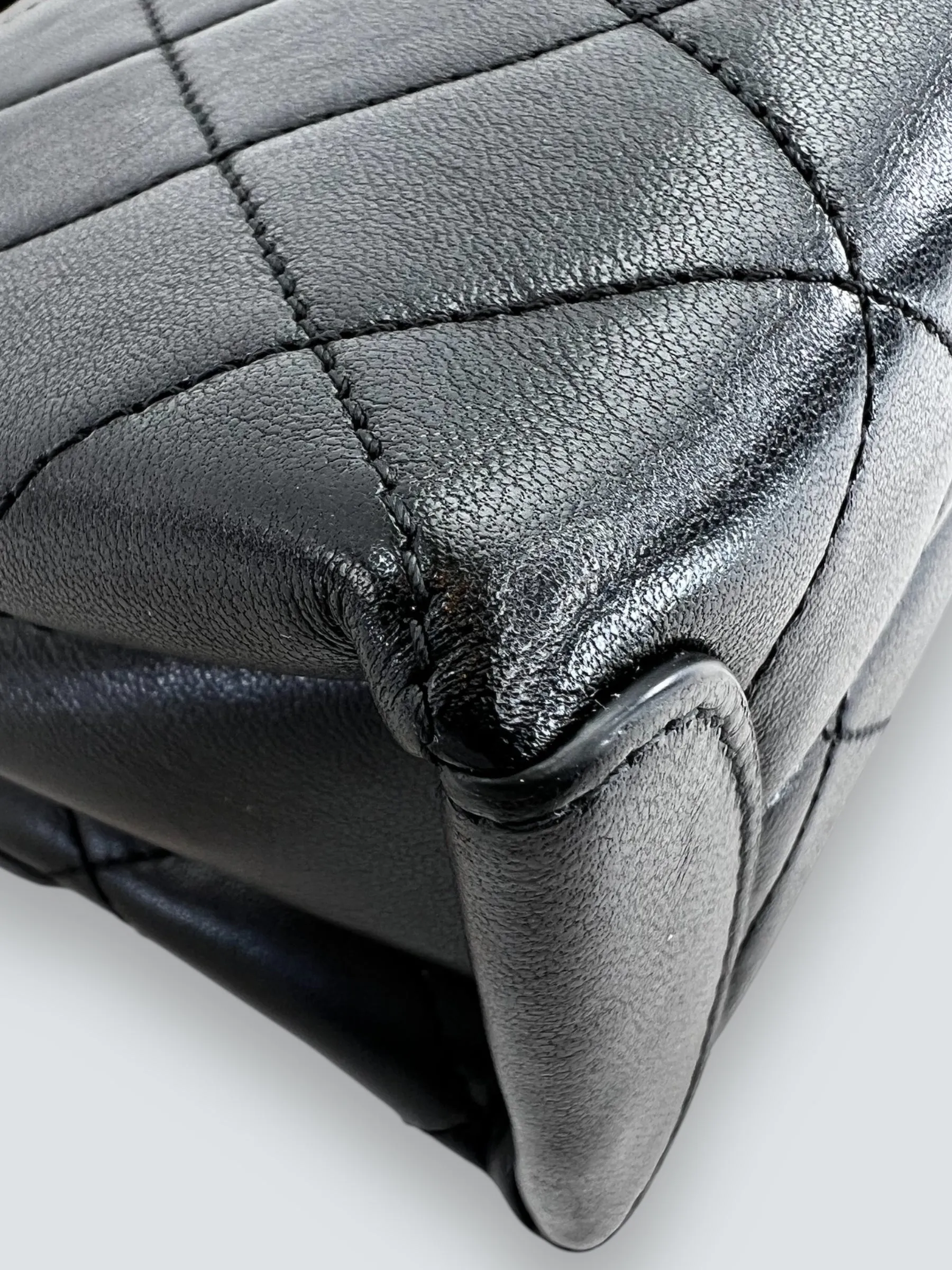 Chanel Black Quilted Lambskin Leather "Trendy" Top Handle Shoulder Bag