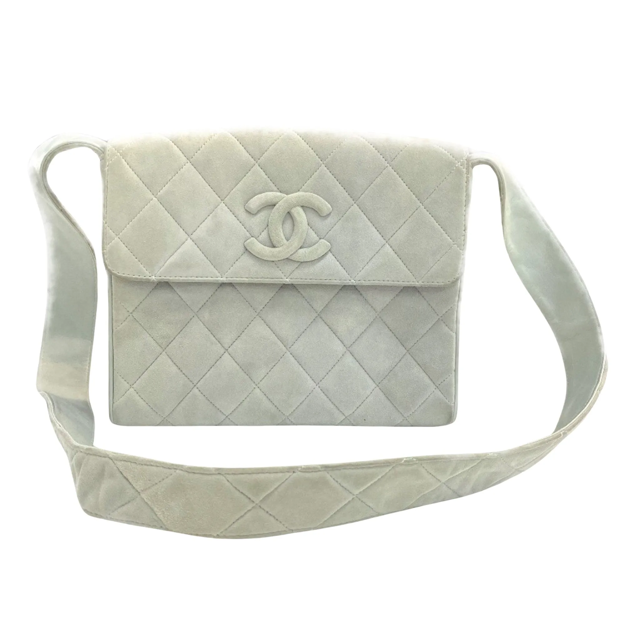 Chanel Logo Cc Suede Shoulder Bag (Pre-Owned)