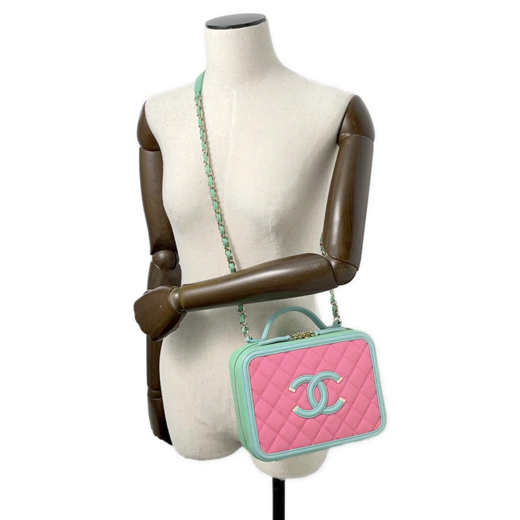 Chanel pink Grained Calfskin Shoulder Bag Vanity Bag (Pre-Owned)