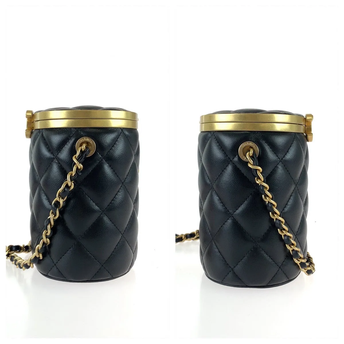 CHANEL Shoulder Bag AS2640 lambskin Black gold Shoulder Bag Vanity bag Matrasse COCO Mark with mirror Women Used