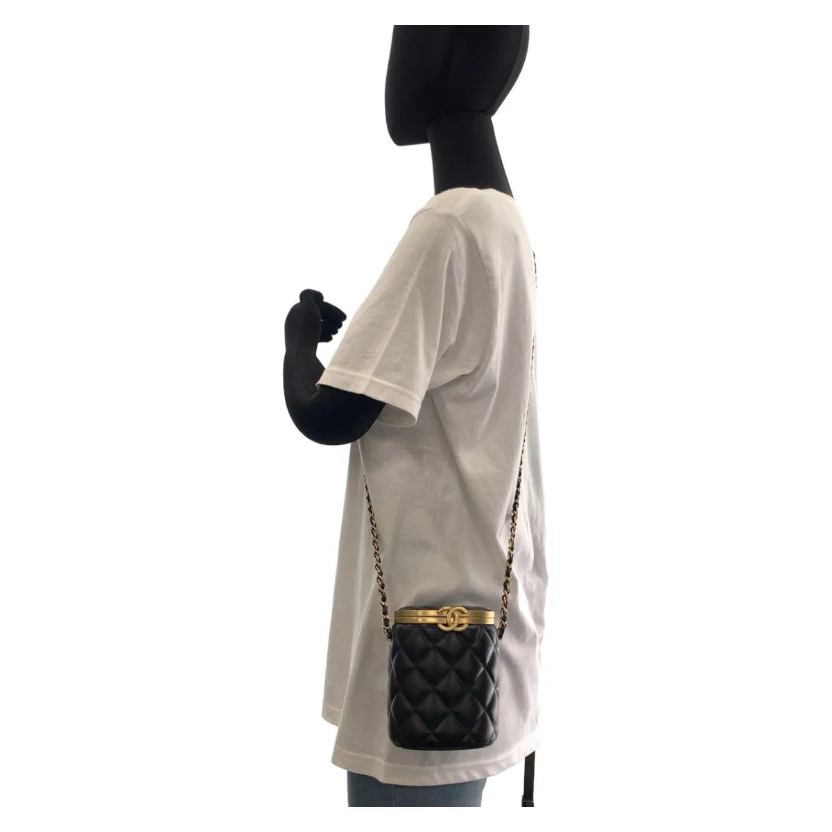CHANEL Shoulder Bag AS2640 lambskin Black gold Shoulder Bag Vanity bag Matrasse COCO Mark with mirror Women Used
