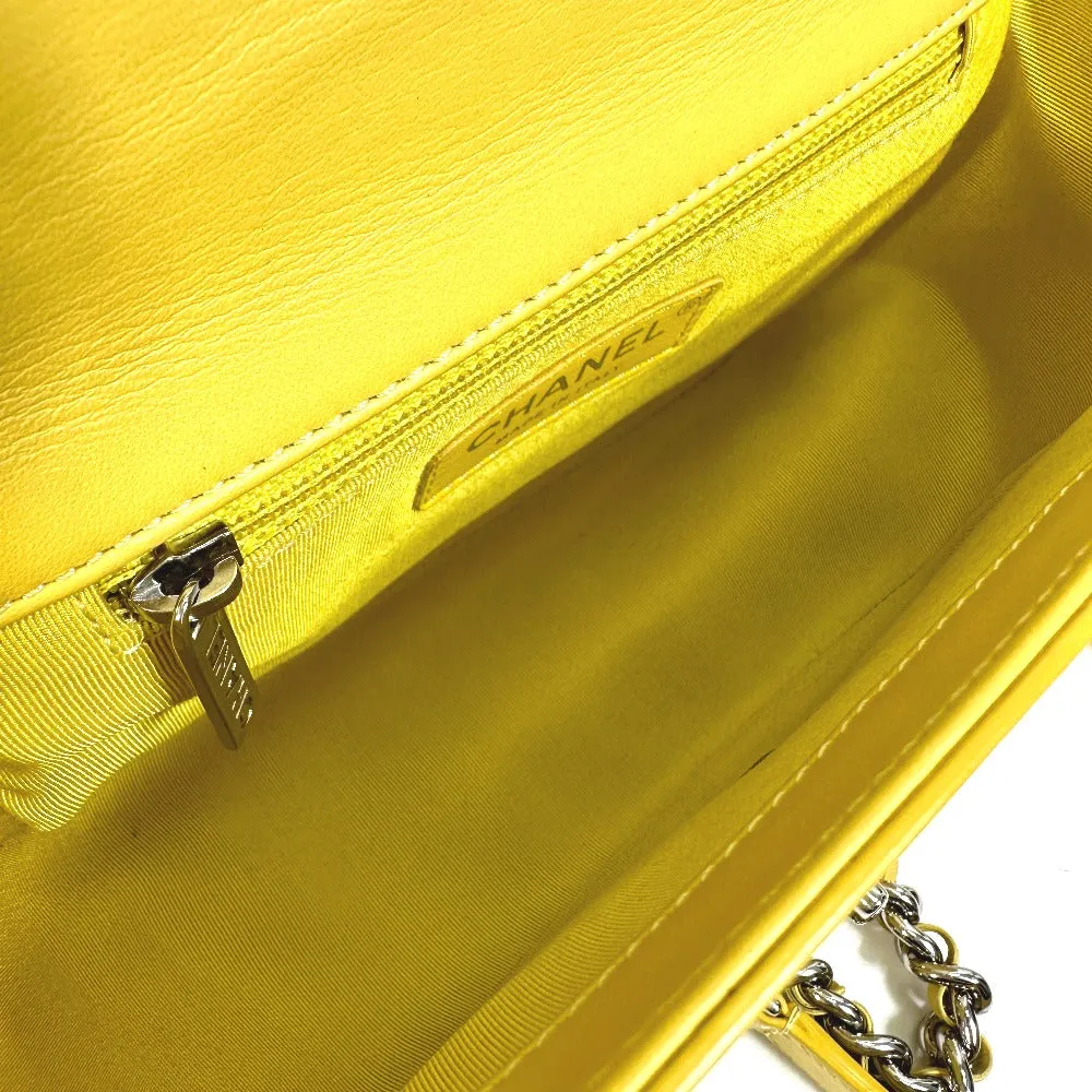 CHANEL Shoulder Bag Calfskin Yellow type CC COCO Mark stitch matelass Women Used