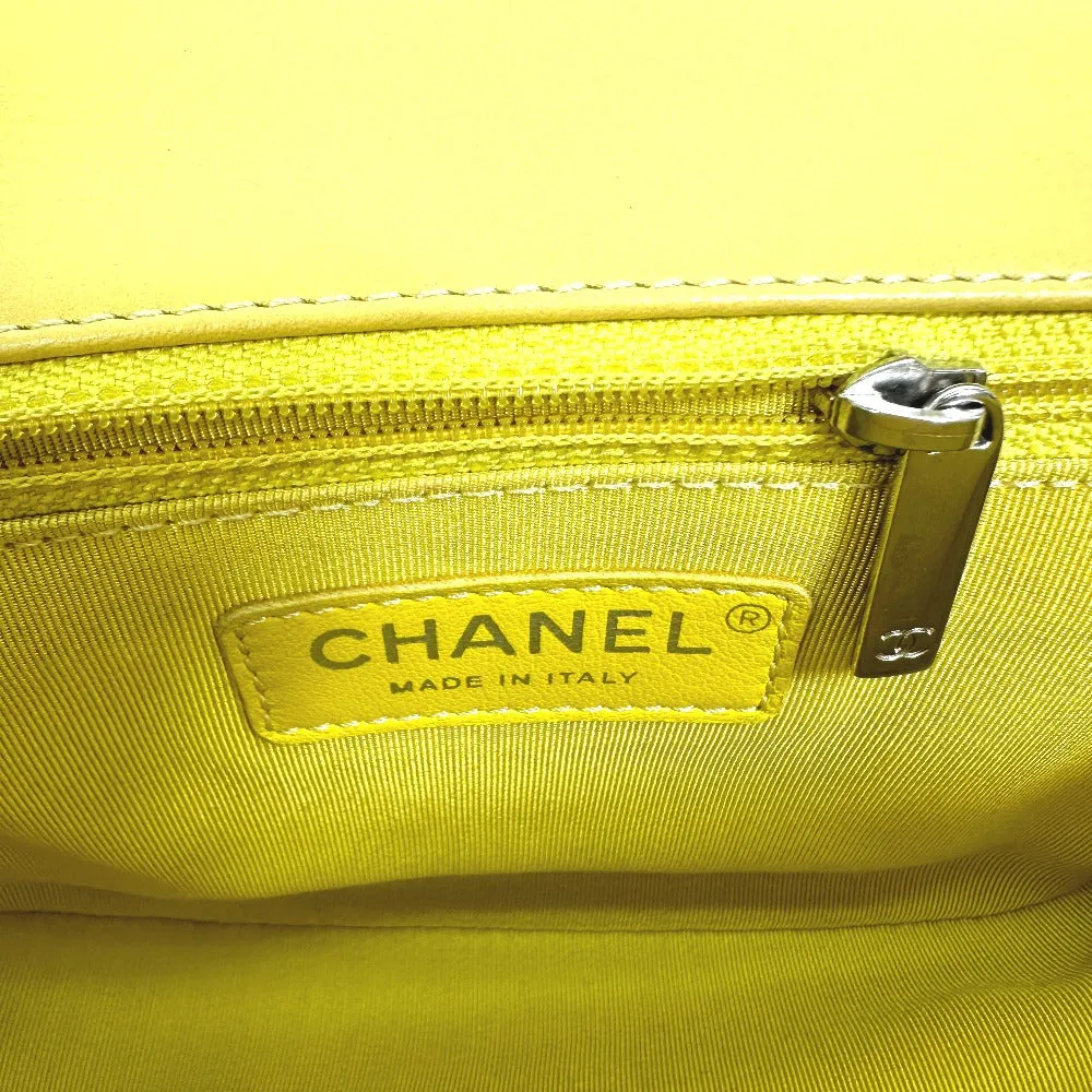 CHANEL Shoulder Bag Calfskin Yellow type CC COCO Mark stitch matelass Women Used