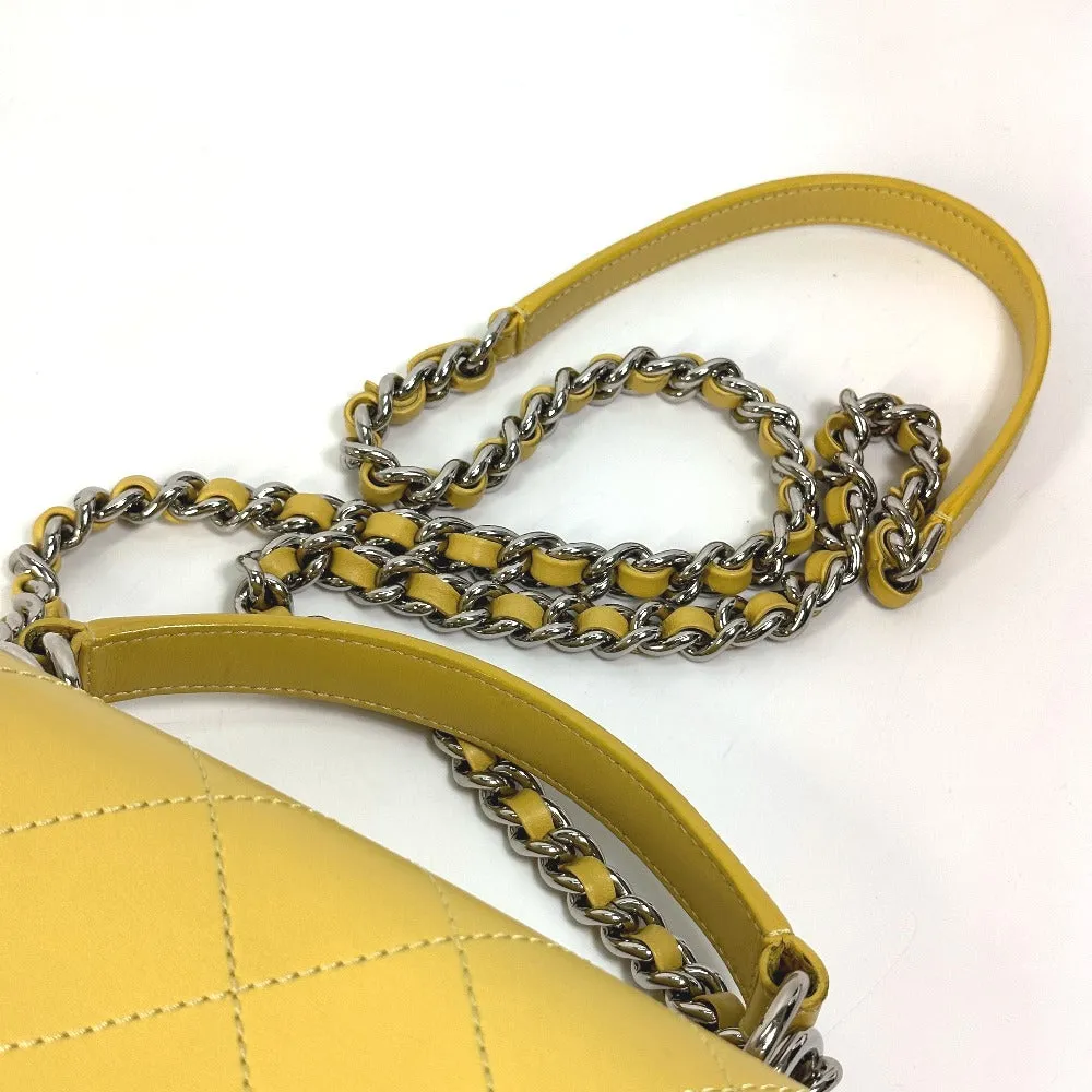 CHANEL Shoulder Bag Calfskin Yellow type CC COCO Mark stitch matelass Women Used