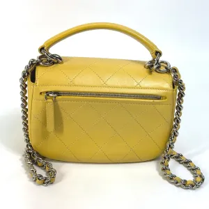 CHANEL Shoulder Bag Calfskin Yellow type CC COCO Mark stitch matelass Women Used