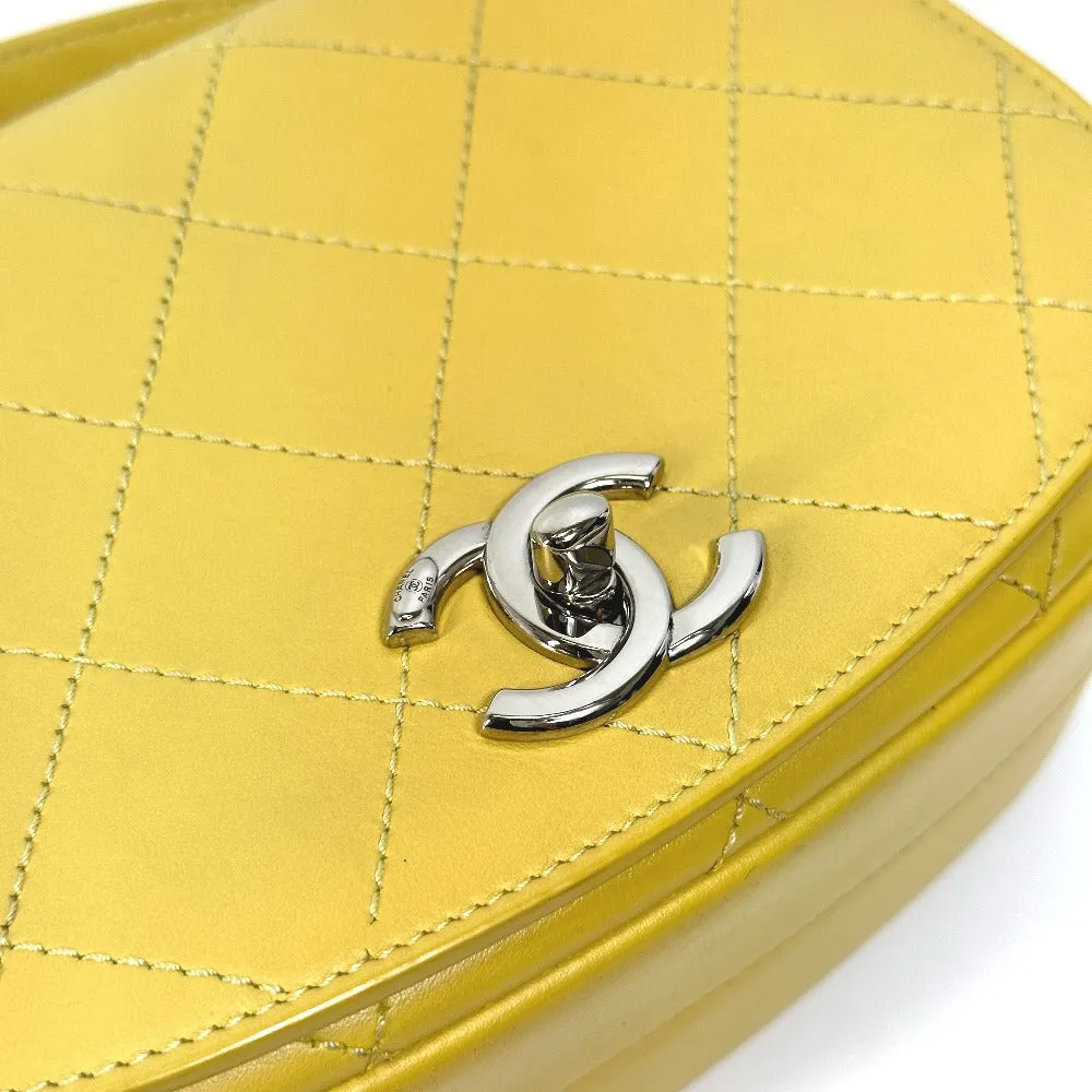 CHANEL Shoulder Bag Calfskin Yellow type CC COCO Mark stitch matelass Women Used
