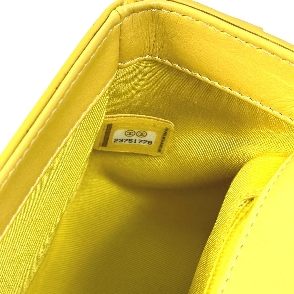 CHANEL Shoulder Bag Calfskin Yellow type CC COCO Mark stitch matelass Women Used