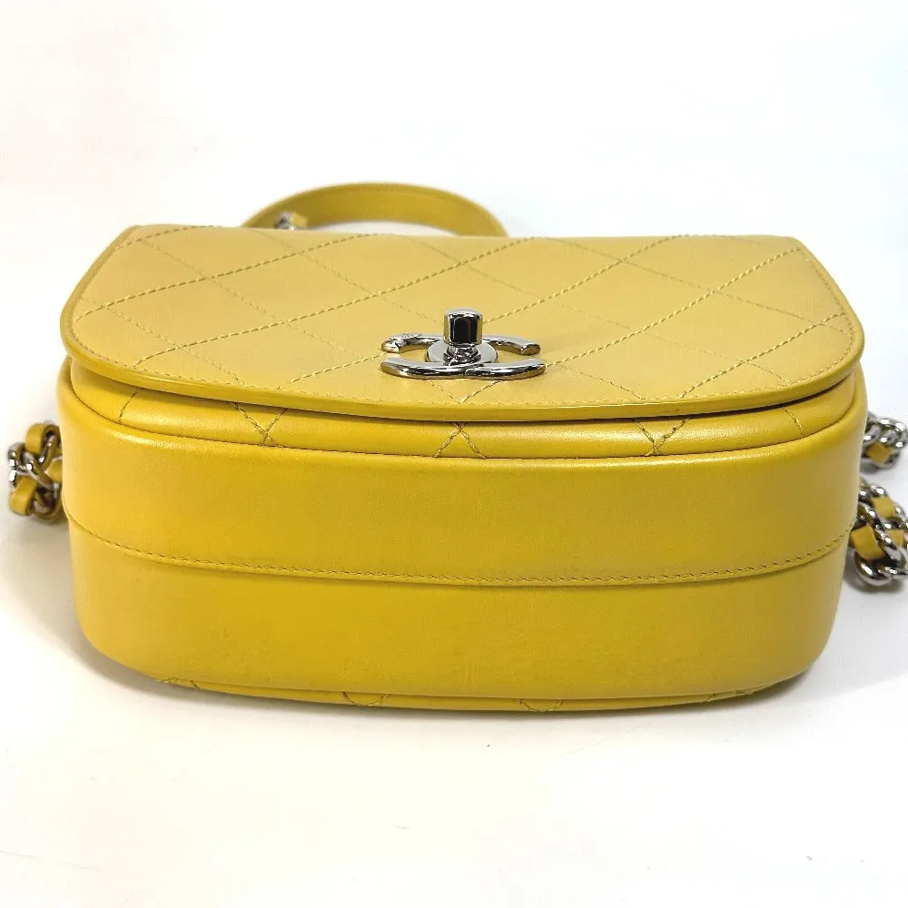 CHANEL Shoulder Bag Calfskin Yellow type CC COCO Mark stitch matelass Women Used
