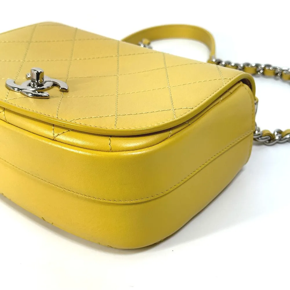 CHANEL Shoulder Bag Calfskin Yellow type CC COCO Mark stitch matelass Women Used
