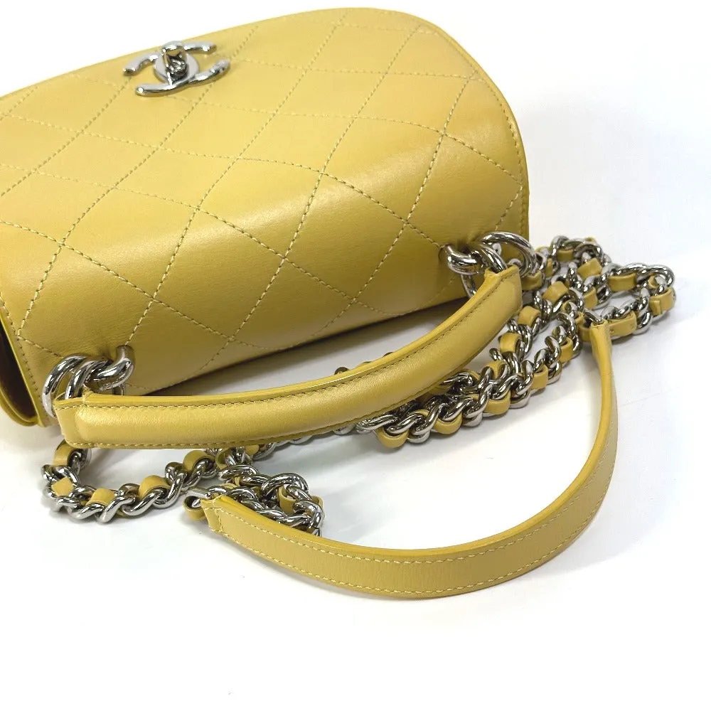 CHANEL Shoulder Bag Calfskin Yellow type CC COCO Mark stitch matelass Women Used