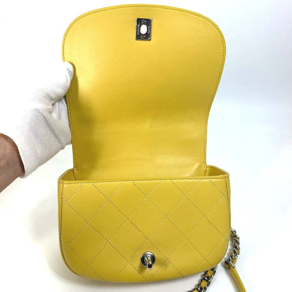CHANEL Shoulder Bag Calfskin Yellow type CC COCO Mark stitch matelass Women Used