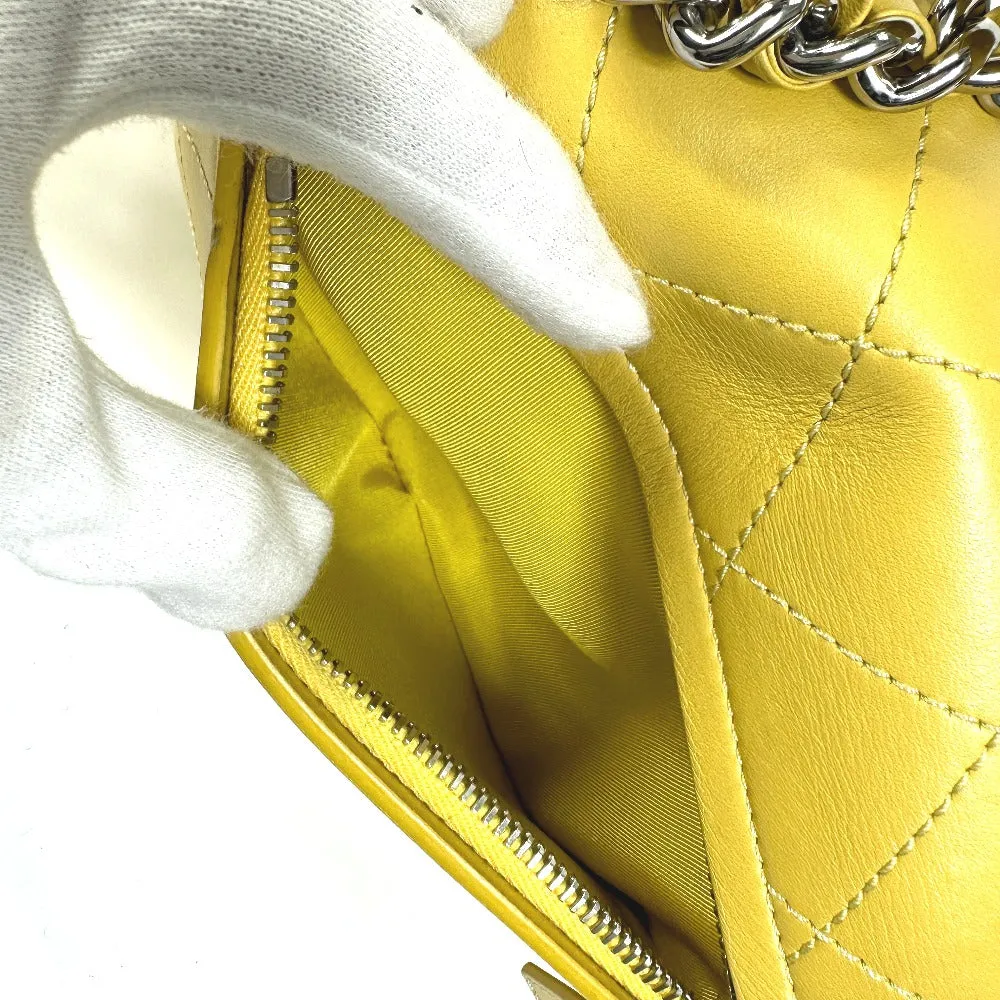 CHANEL Shoulder Bag Calfskin Yellow type CC COCO Mark stitch matelass Women Used