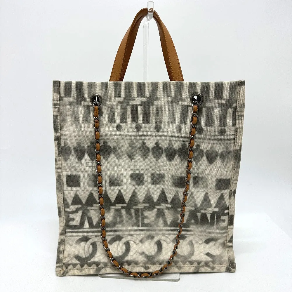 CHANEL Shoulder Bag Canvas / leather beige CC COCO Mark Icon Shopping Tote Women Used