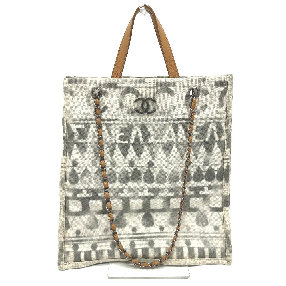CHANEL Shoulder Bag Canvas / leather beige CC COCO Mark Icon Shopping Tote Women Used