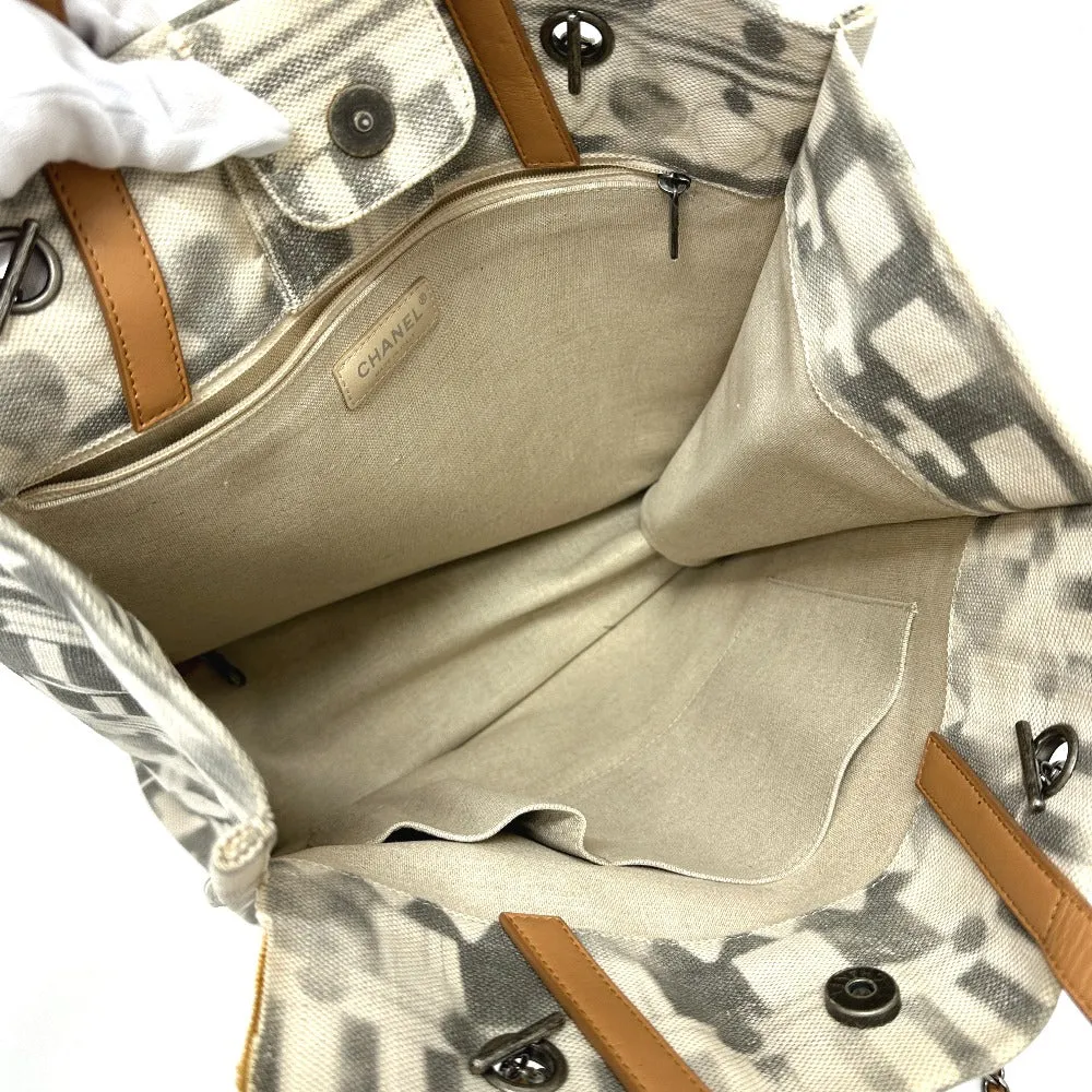 CHANEL Shoulder Bag Canvas / leather beige CC COCO Mark Icon Shopping Tote Women Used