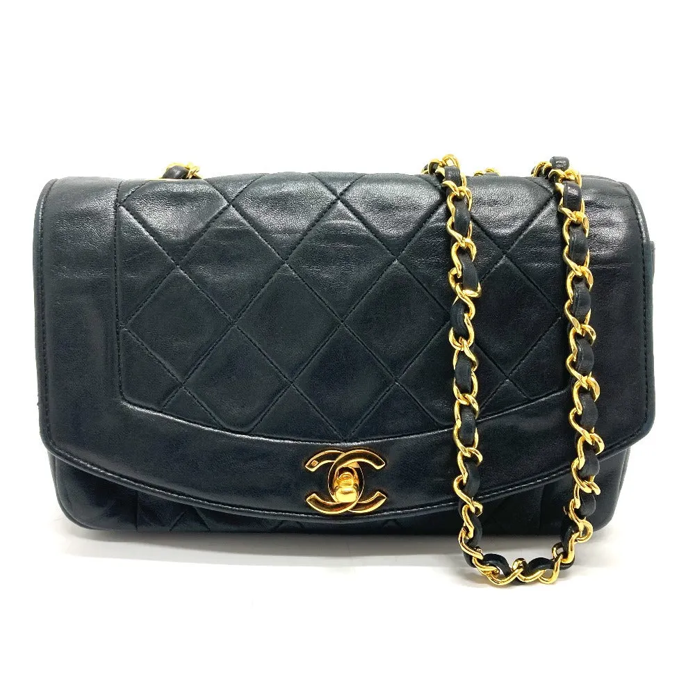 CHANEL Shoulder Bag lambskin black CCCOCO Mark Diana 22 Women Used