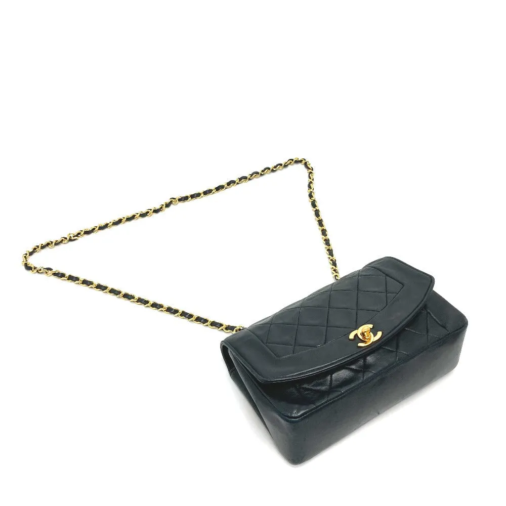 CHANEL Shoulder Bag lambskin black CCCOCO Mark Diana 22 Women Used