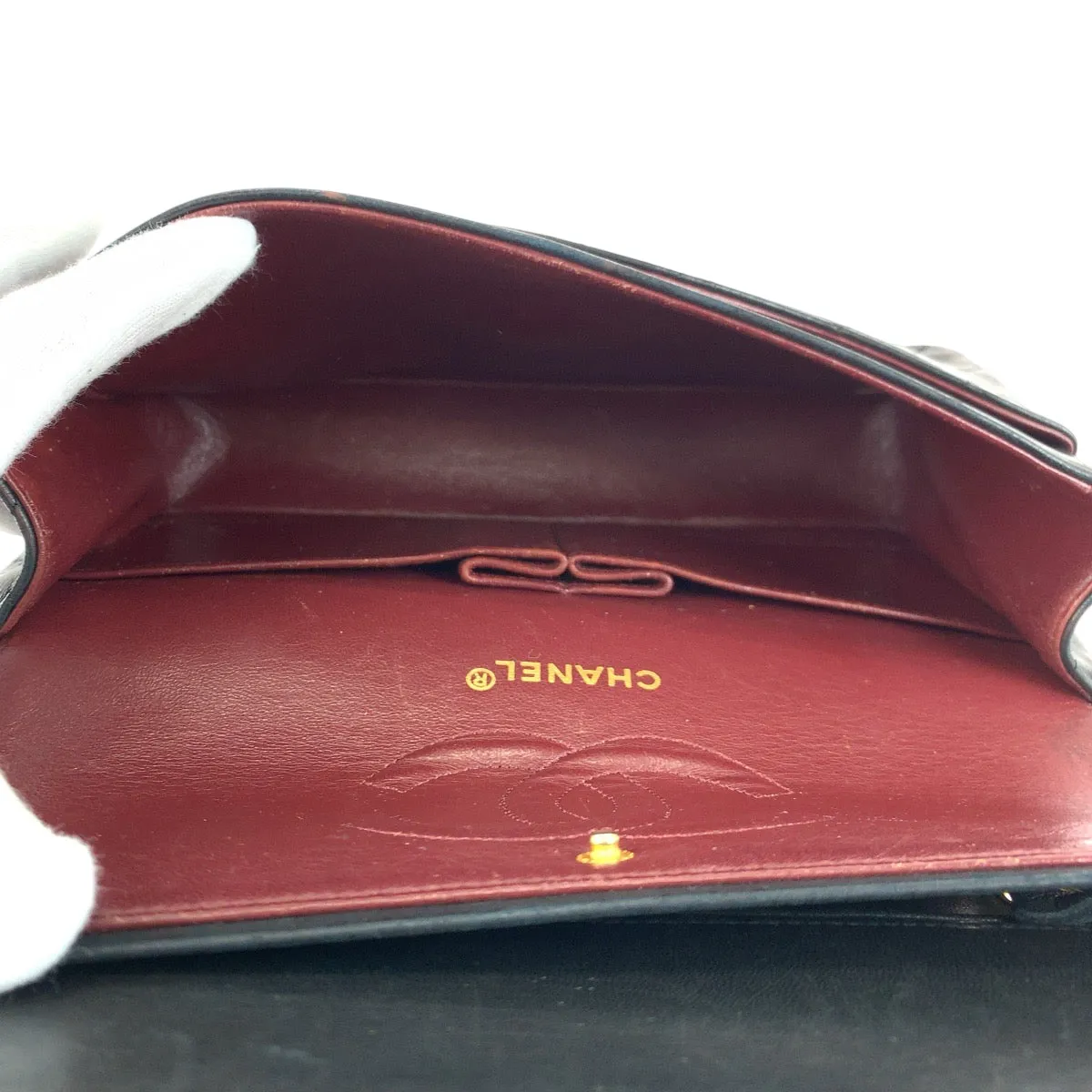CHANEL Shoulder Bag lambskin Black GoldMetal ChainShoulder Bag Handbag Mattasse double flap COCO Mark Turnlock Women Used