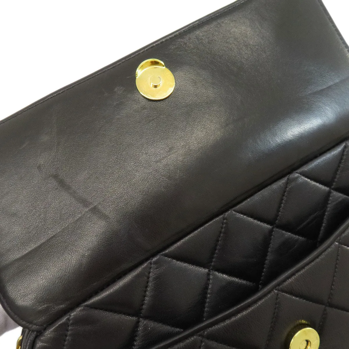 CHANEL Shoulder Bag lambskin black Matrasse Women Used