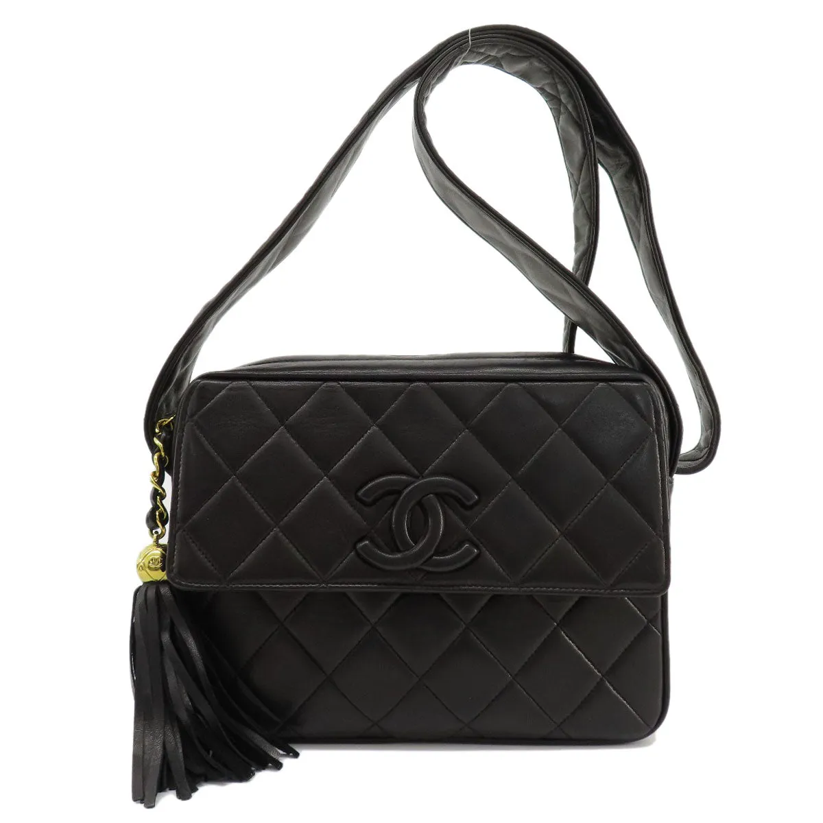 CHANEL Shoulder Bag lambskin black Matrasse Women Used