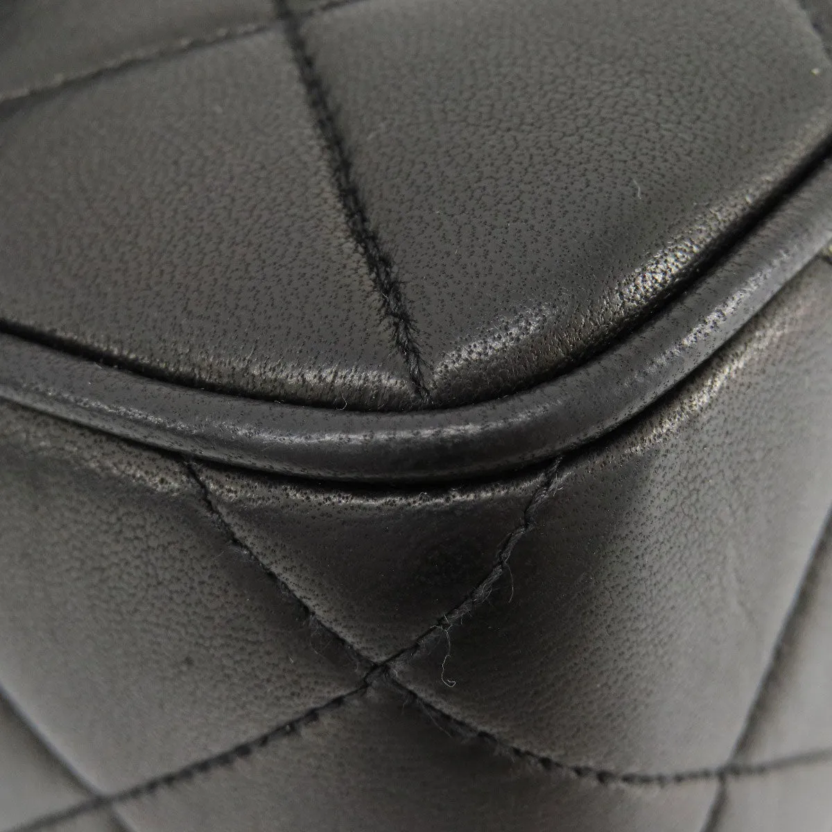CHANEL Shoulder Bag lambskin black Matrasse Women Used