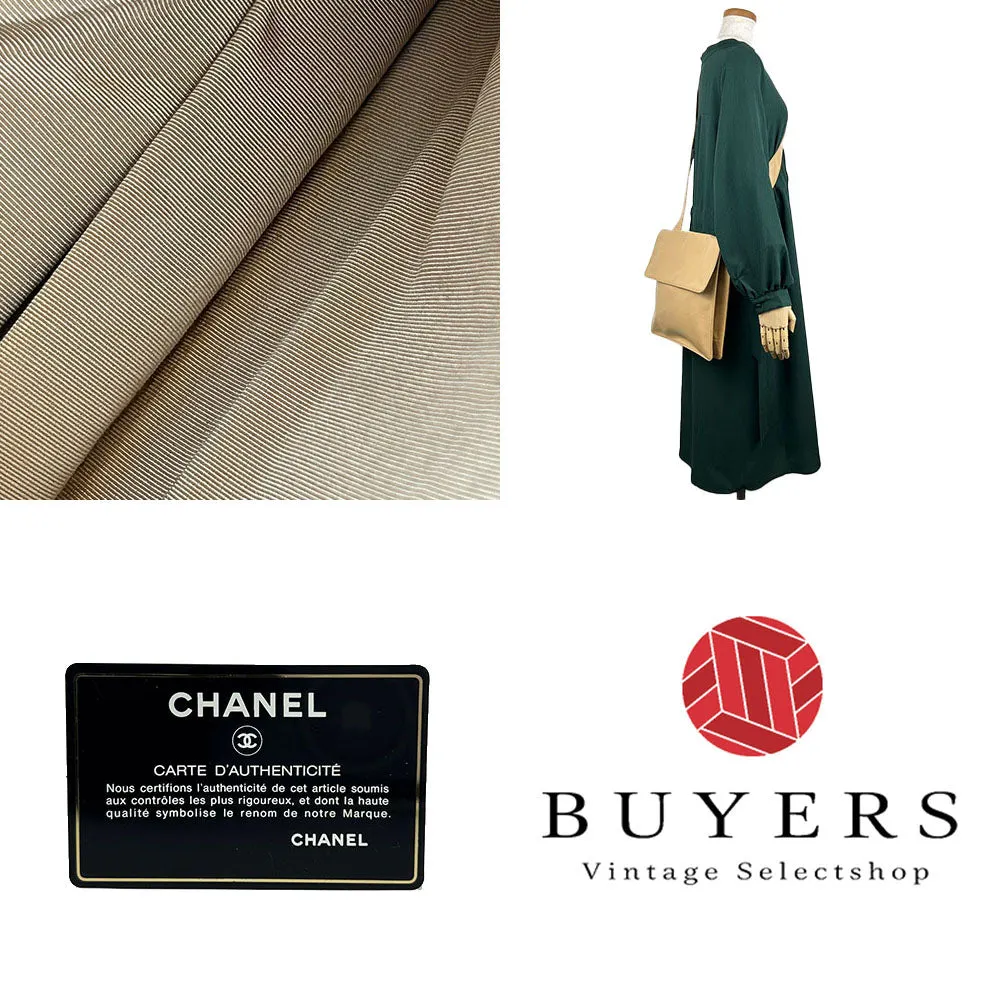 CHANEL Shoulder Bag leather beige