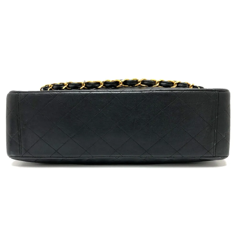 CHANEL Shoulder Bag leather black WChain Deca Trasse 34 Women Used