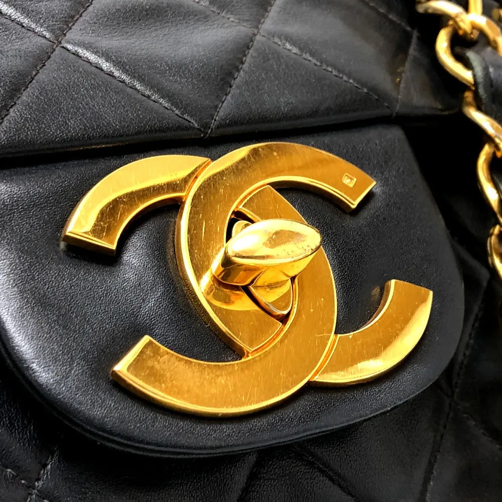 CHANEL Shoulder Bag leather black WChain Deca Trasse 34 Women Used