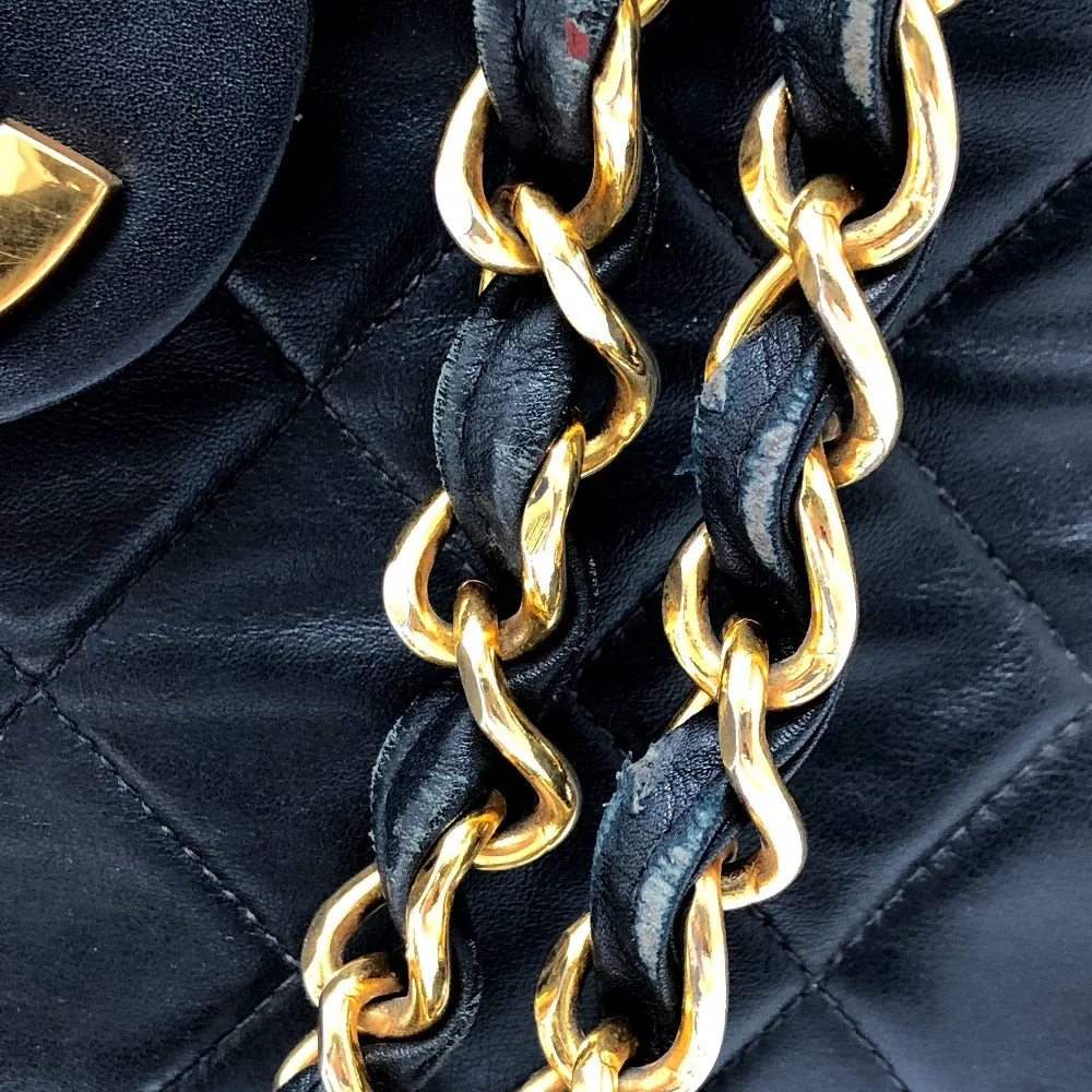 CHANEL Shoulder Bag leather black WChain Deca Trasse 34 Women Used