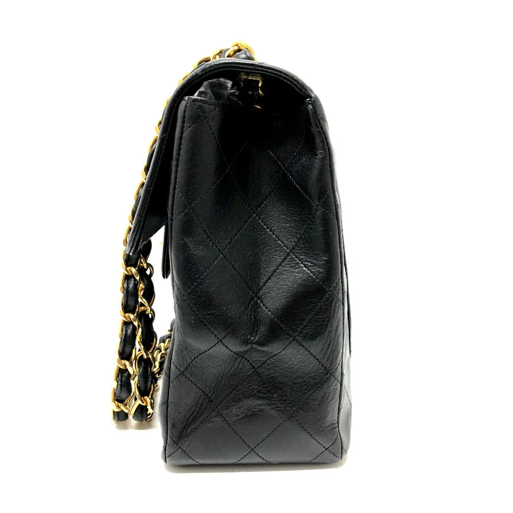 CHANEL Shoulder Bag leather black WChain Deca Trasse 34 Women Used