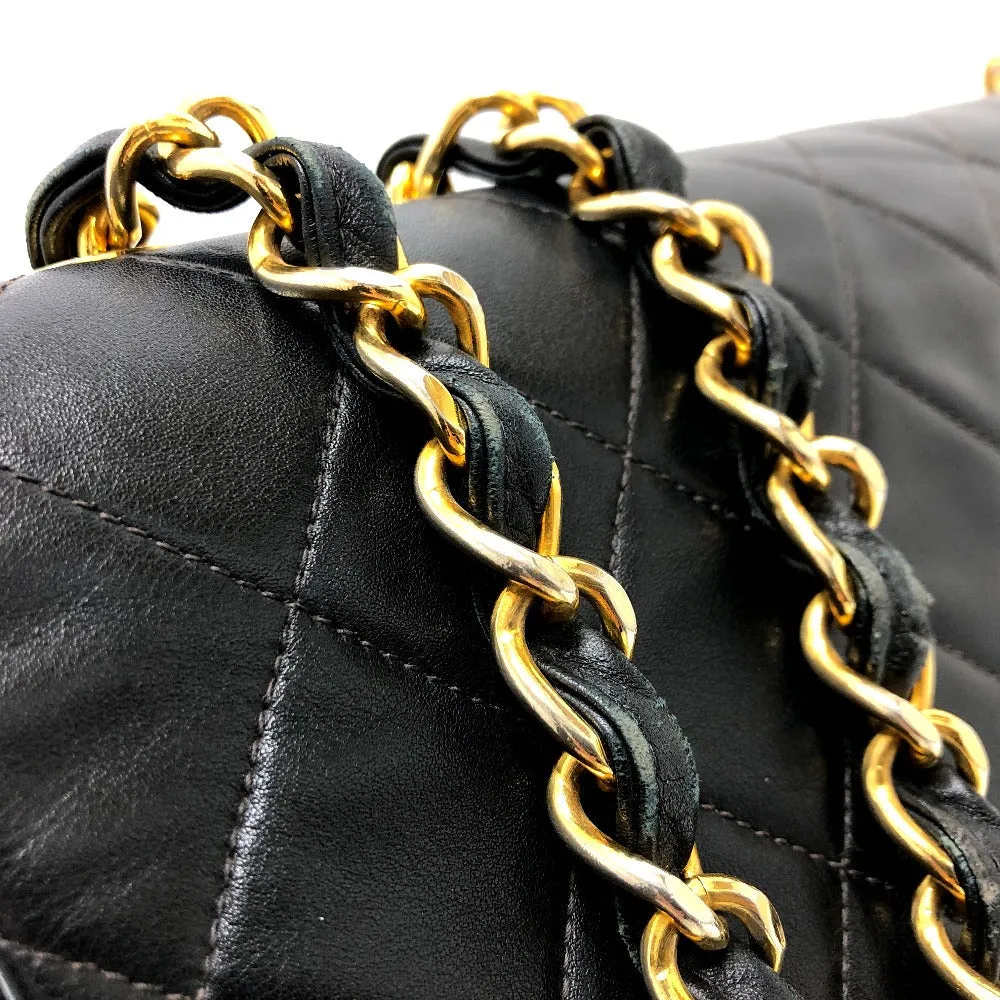 CHANEL Shoulder Bag leather black WChain Deca Trasse 34 Women Used