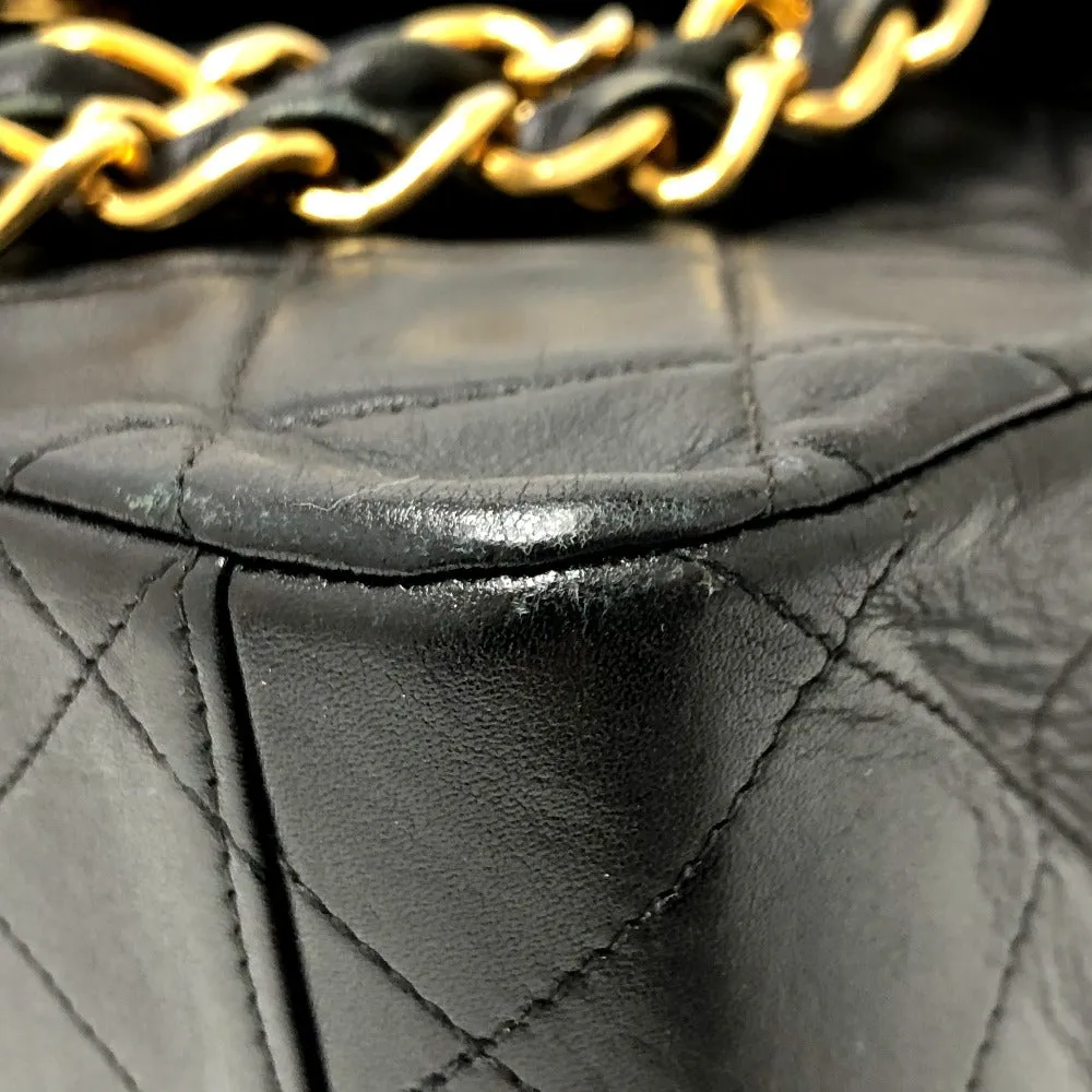 CHANEL Shoulder Bag leather black WChain Deca Trasse 34 Women Used