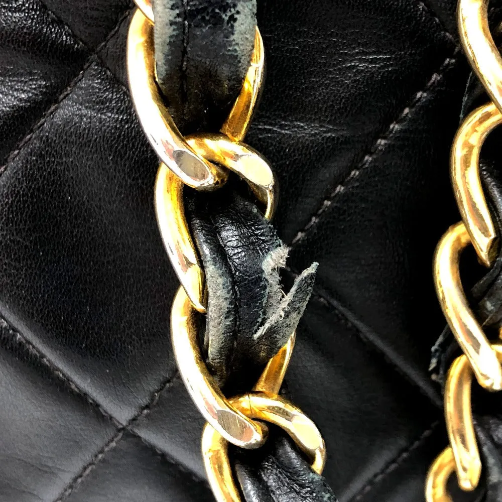 CHANEL Shoulder Bag leather black WChain Deca Trasse 34 Women Used