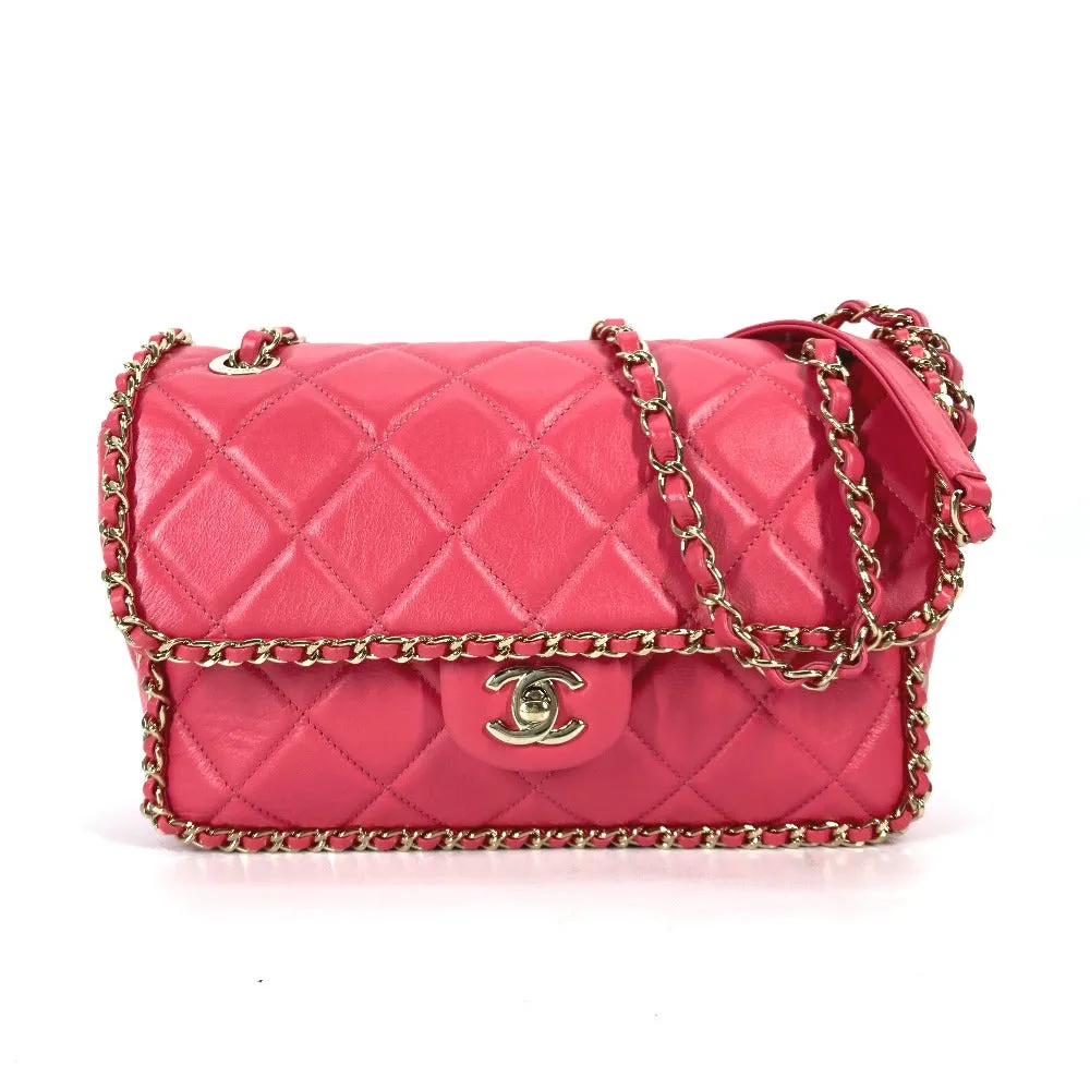 CHANEL Shoulder Bag leather pink Round Chain CC COCO Mark Women Used