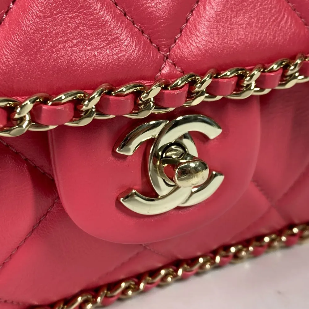 CHANEL Shoulder Bag leather pink Round Chain CC COCO Mark Women Used