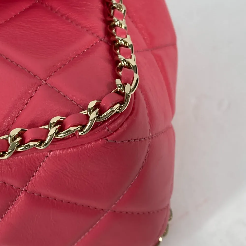 CHANEL Shoulder Bag leather pink Round Chain CC COCO Mark Women Used