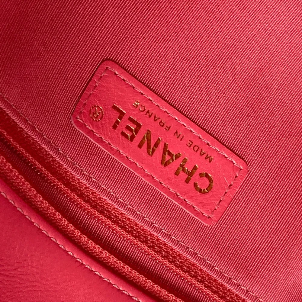 CHANEL Shoulder Bag leather pink Round Chain CC COCO Mark Women Used