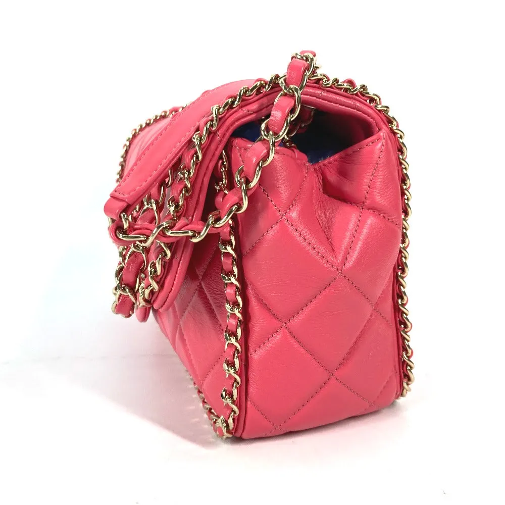 CHANEL Shoulder Bag leather pink Round Chain CC COCO Mark Women Used