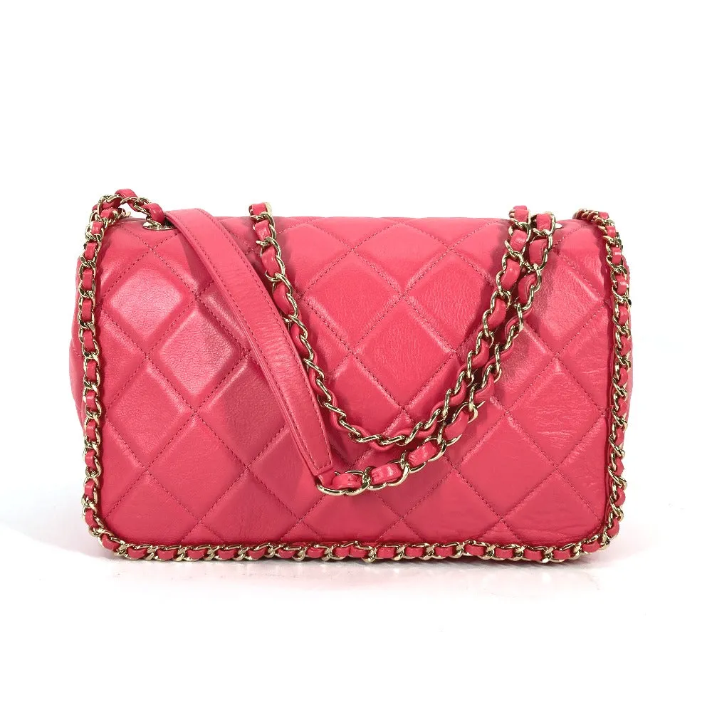 CHANEL Shoulder Bag leather pink Round Chain CC COCO Mark Women Used