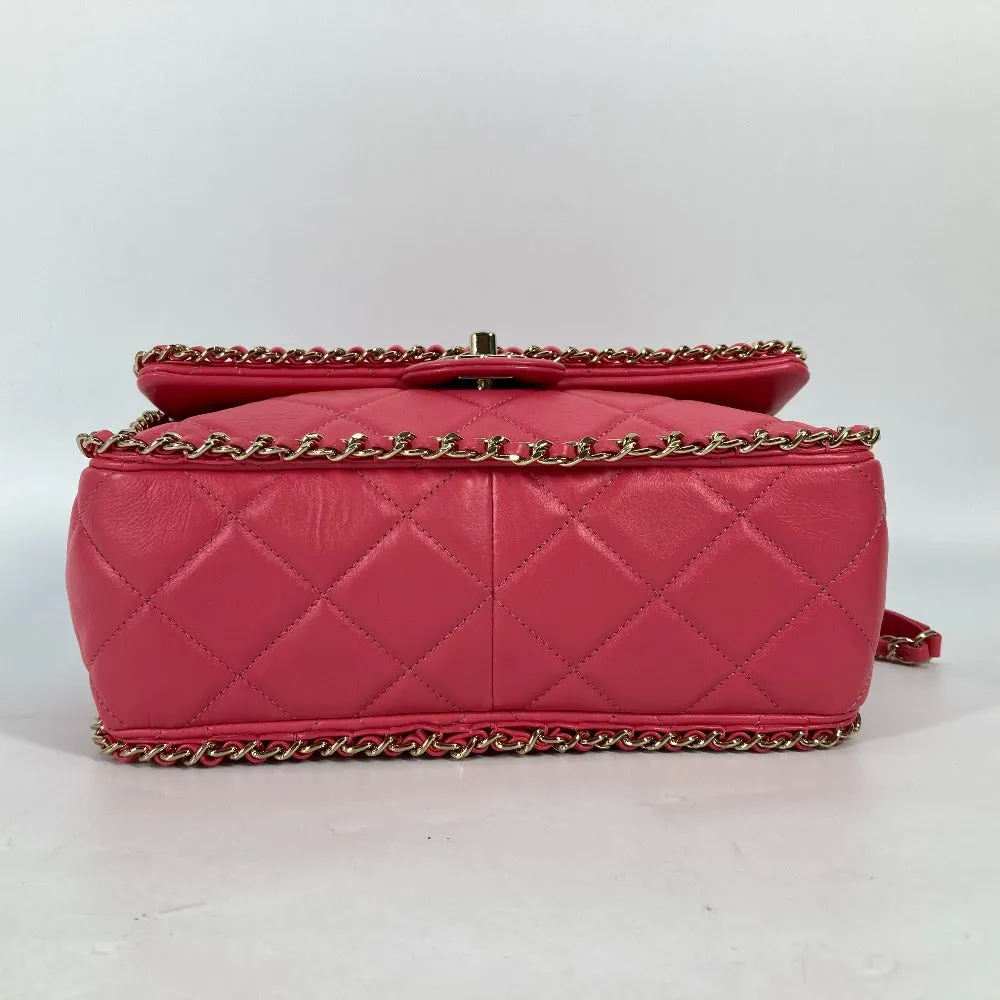 CHANEL Shoulder Bag leather pink Round Chain CC COCO Mark Women Used