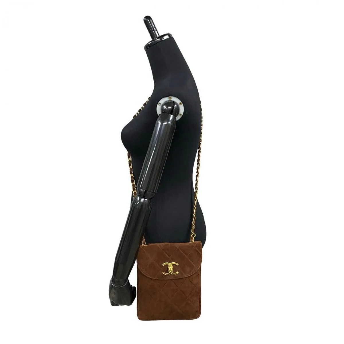 CHANEL Shoulder Bag Suede Brown Matrasse